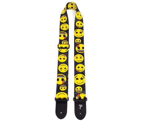 CORREA PERRI'S OFICIAL PARA GUITARRA CON CARAS AMARILLAS EMOJI