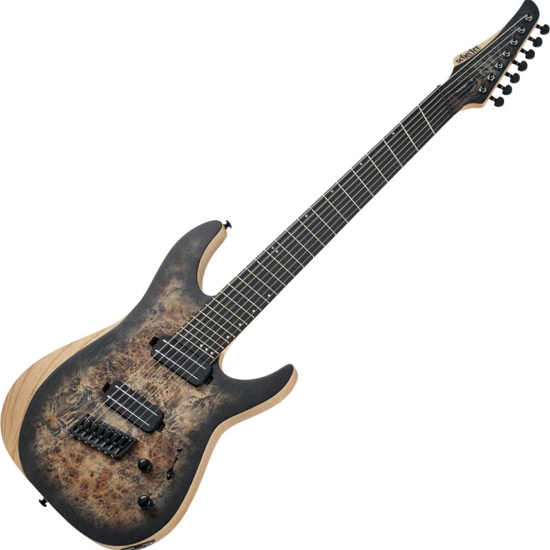 GUITARRA ELECTRICA SCHECTER REAPER 7 MULTIESCALA CHARCOAL BURTS SKU:1509