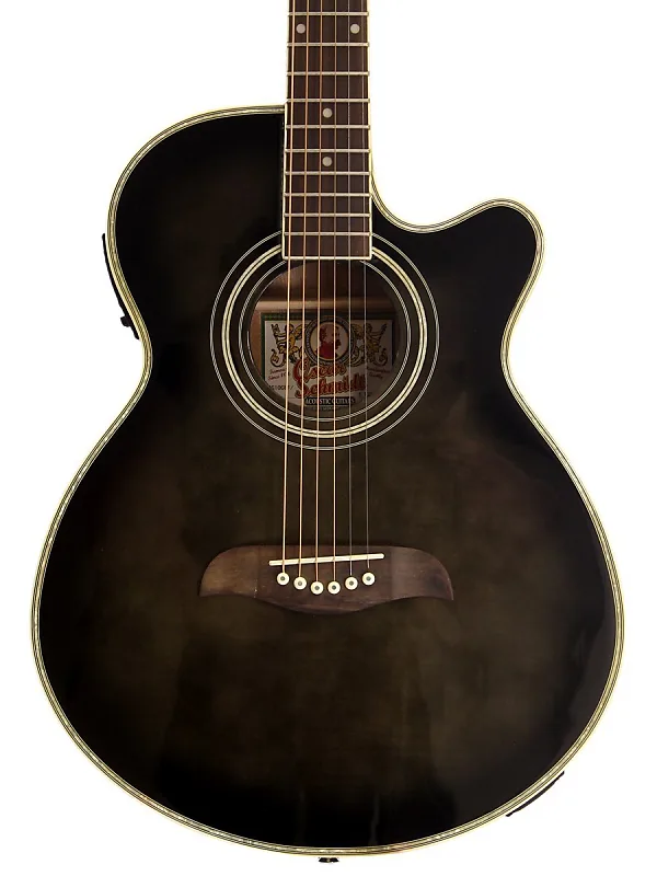 Guitarra Electroacustica Flame Black Oscar Schmidt By Washburn OG10CEFTB-A-U - Image 2